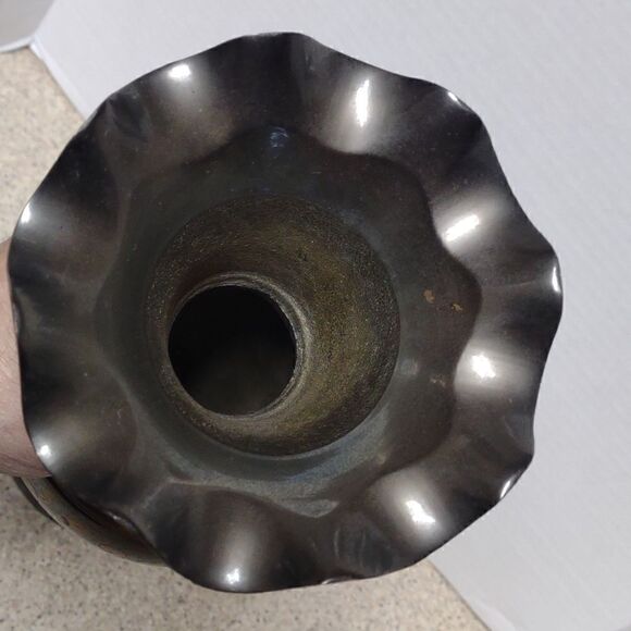 Tall Etched Brass Vase Urn - Picture 4 of 5